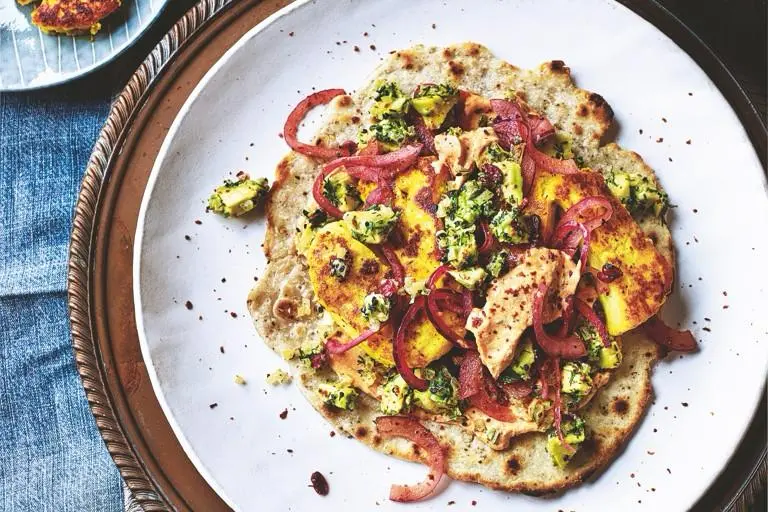 Loaded halloumi and avocado flatbread